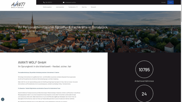 Webentwicklung für AVANTI WOLF GmbH Personalvermittlung